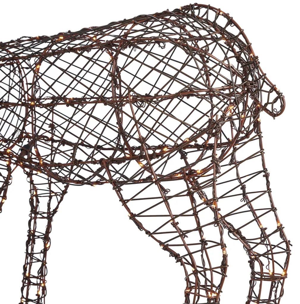 Candeeiro de pé Rena em rattan castanho incluindo LED IP44 - Flossie