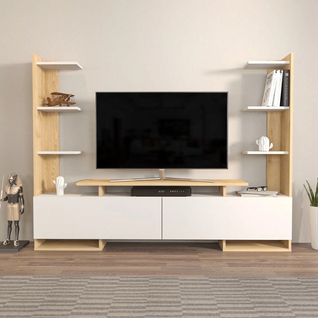 Suporte de TV Ava – Branco Carvalho – 183,6x140x31,7 cm