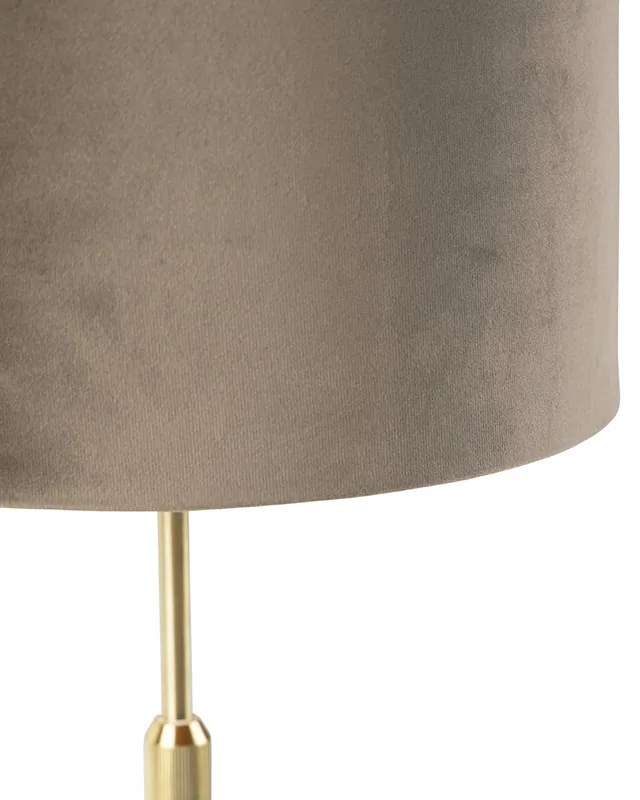 LED Candeeiro de mesa inteligente dourado com cúpula em veludo castanho 25 cm incl. Wifi A60 - Parte Country / Rústico