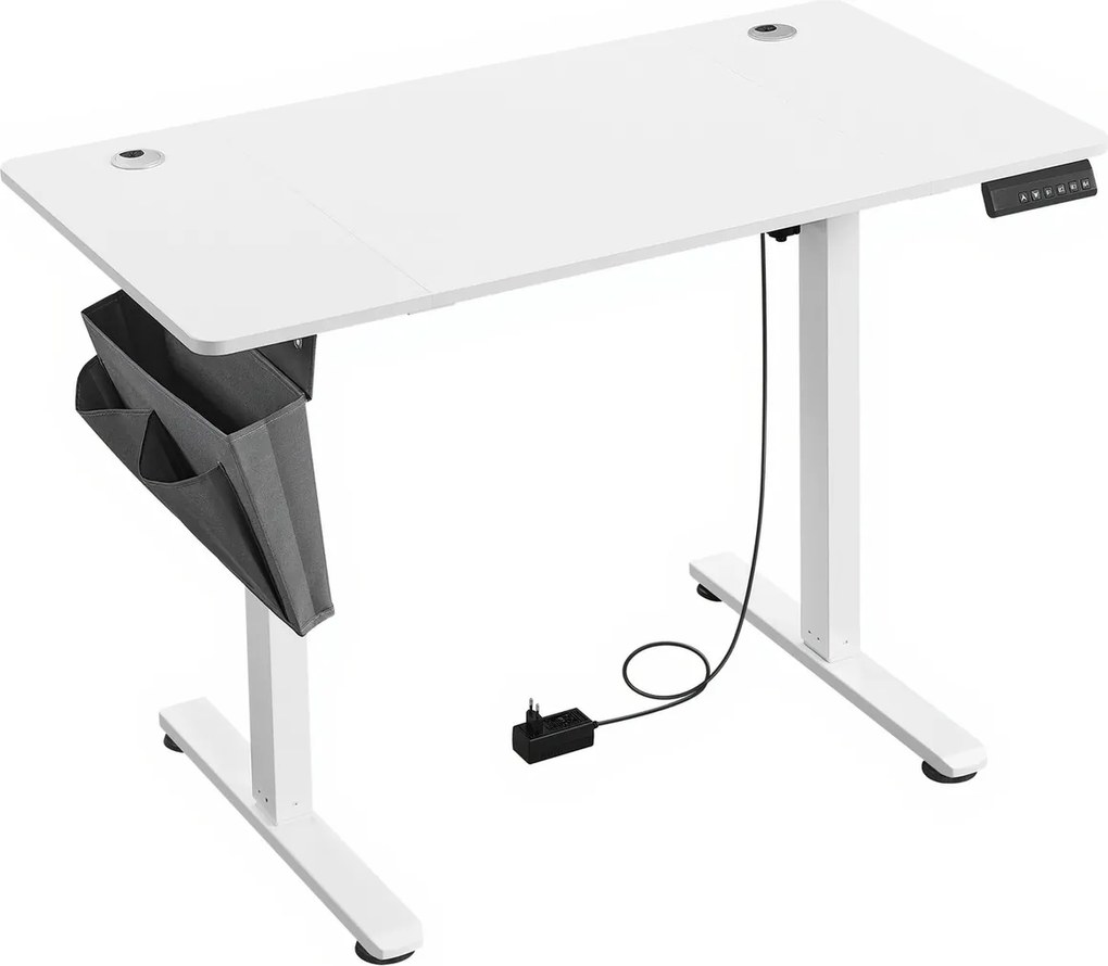 Secretária elétrica com altura ajustável eletricamente 60,1 x 120,1 x (72,1-120,1) cm branco