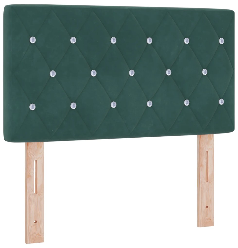 Cama Box Spring vidaXL com Colchão Verde Escuro 80x200 cm Veludo