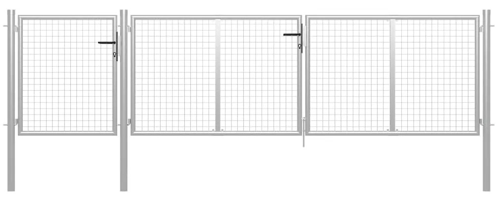 vidaXL Portão de jardim 400x100 cm aço prateado