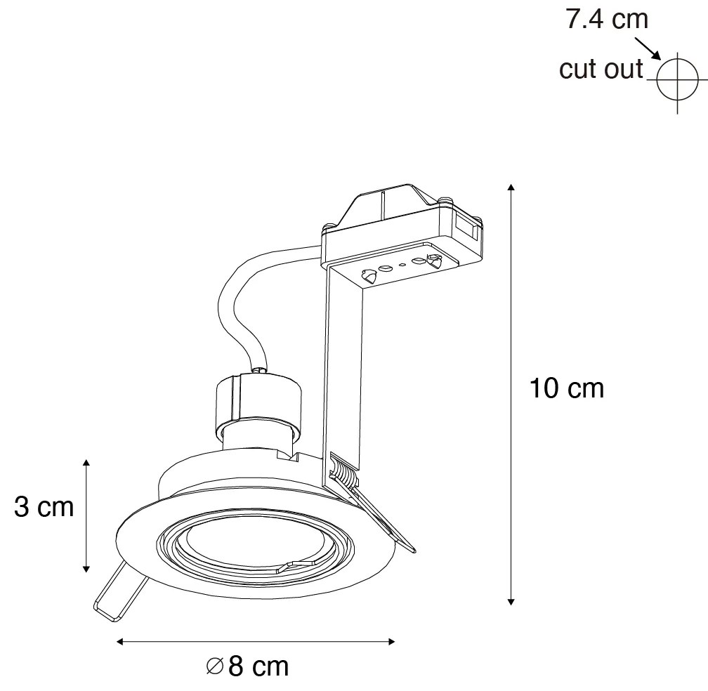Foco embutido moderno Cinza-escuro GU10 50 mm Redondo Inclinável - Edu Moderno