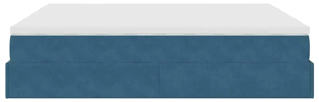 Estrutura cama otomana colchões 180x200 cm veludo azul escuro