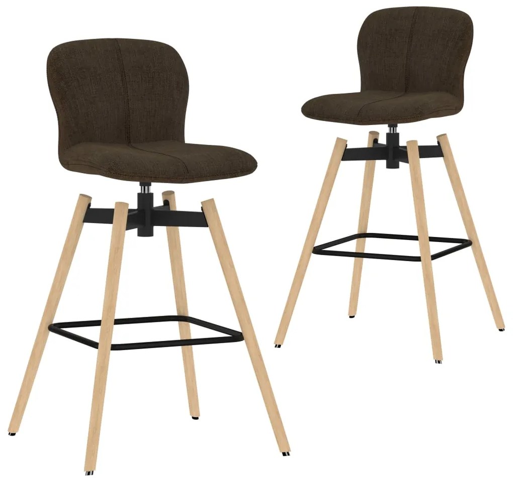 vidaXL Cadeiras de bar giratórias 2 pcs tecido castanho