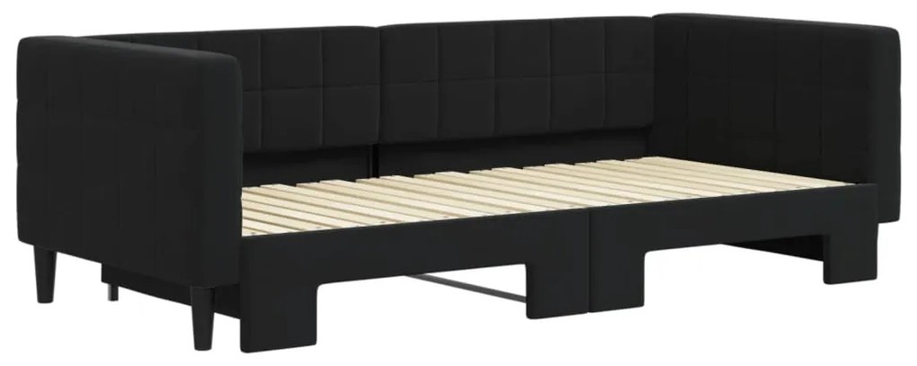 Sofá-cama com gavetão 90x190 cm veludo preto