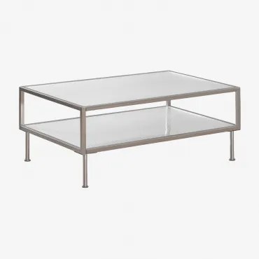 Rectangular Coffee Table 90x60 Cm In Steel And Glass Paoline Cinzento Escovado - Sklum