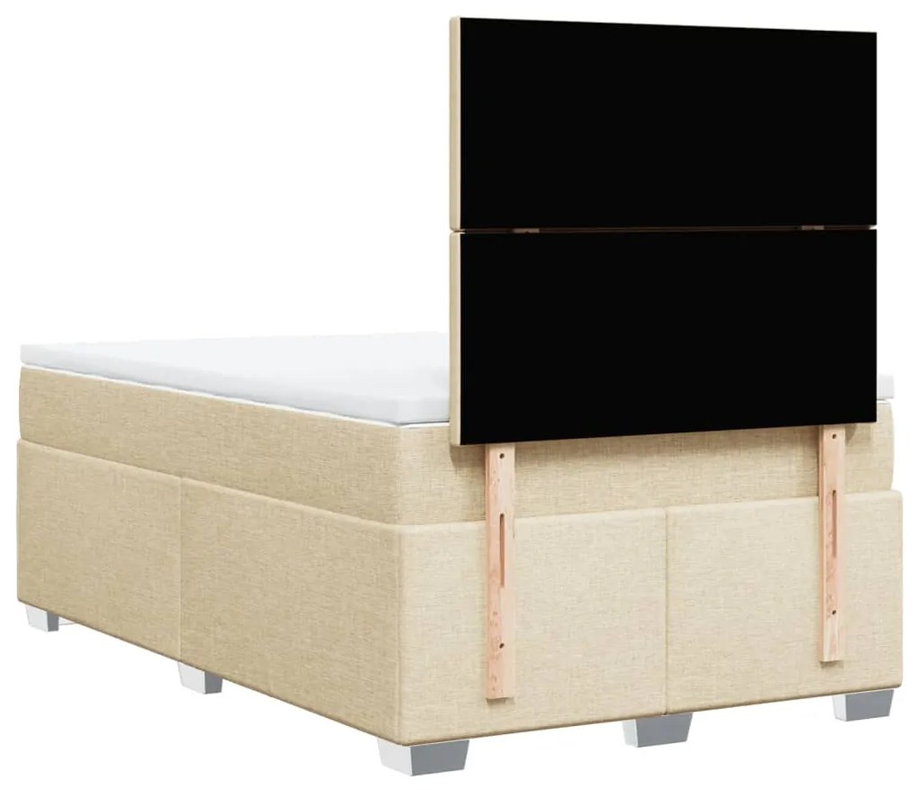 Cama boxspring com colchão 120x190 cm tecido cor creme