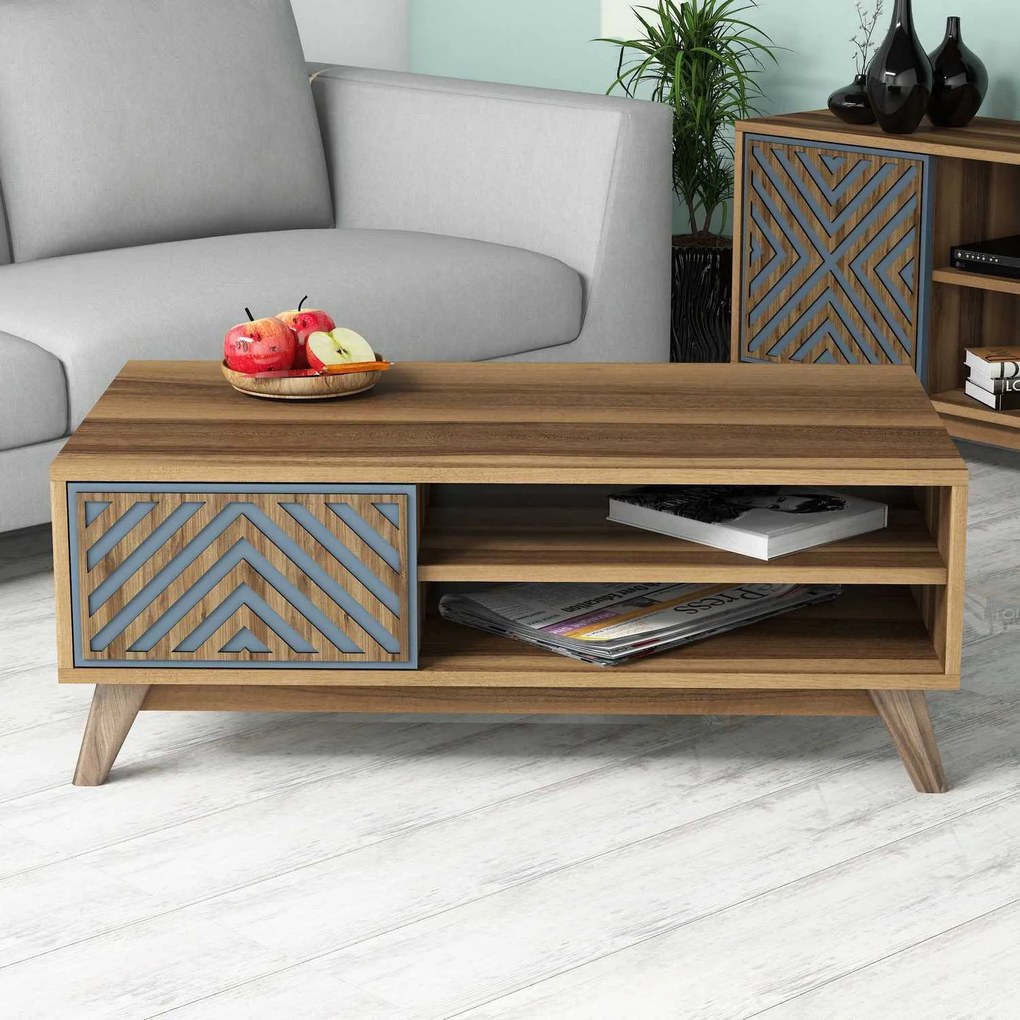 Mesa de Centro Inci – Azul Nogueira – 105 x 38,2 x 60 cm