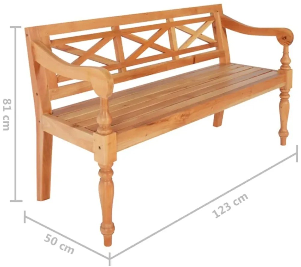 Banco Batávia 123 cm madeira de mogno maciça castanho-claro