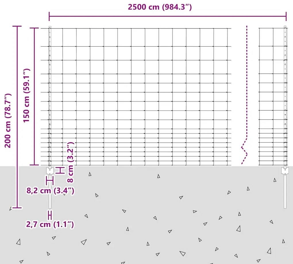 Postes de Cerca vidaXL 22 pcs U-Channel 150 cm Aço Galvanizado