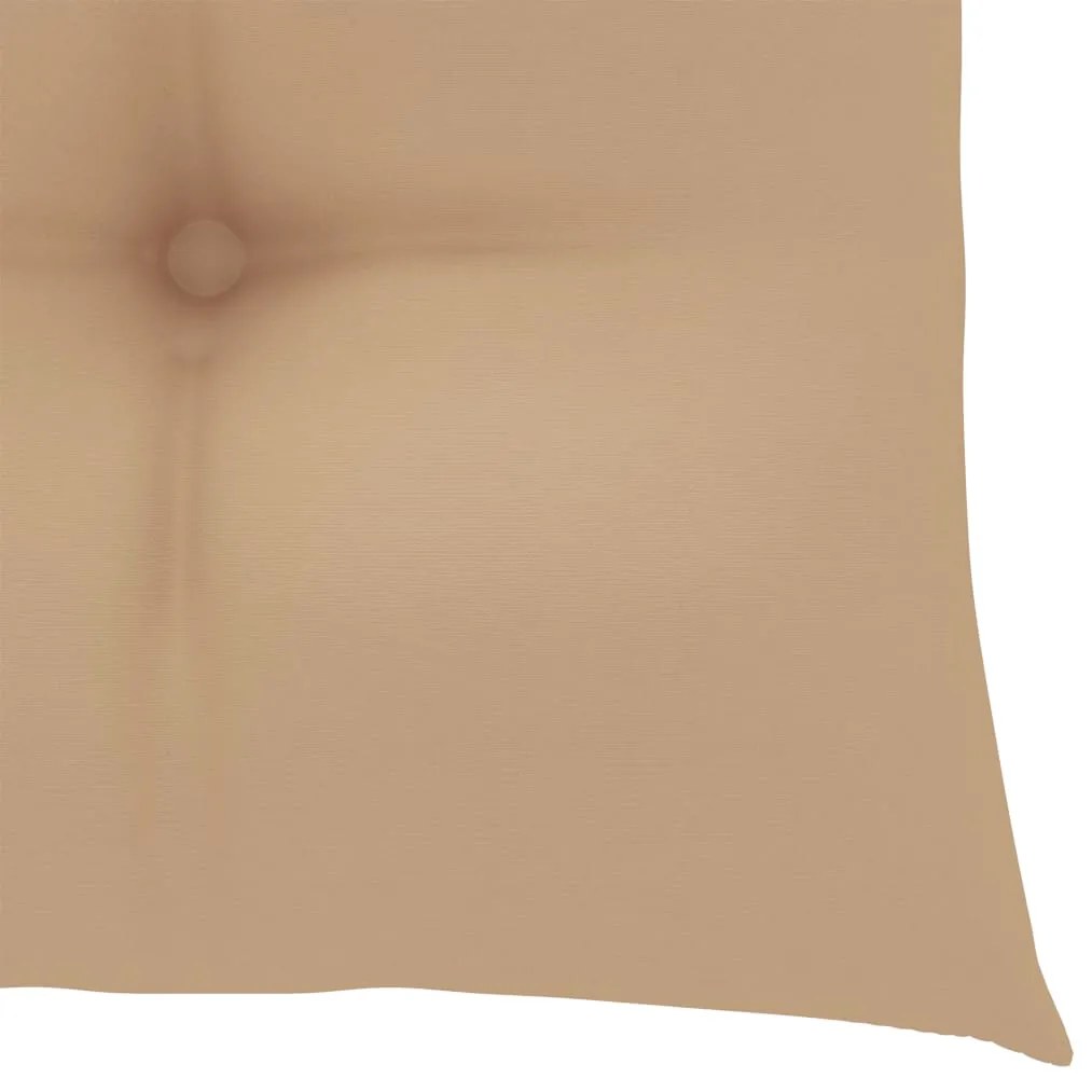 Cadeiras de jardim c/ almofadões beges 4 pcs teca maciça