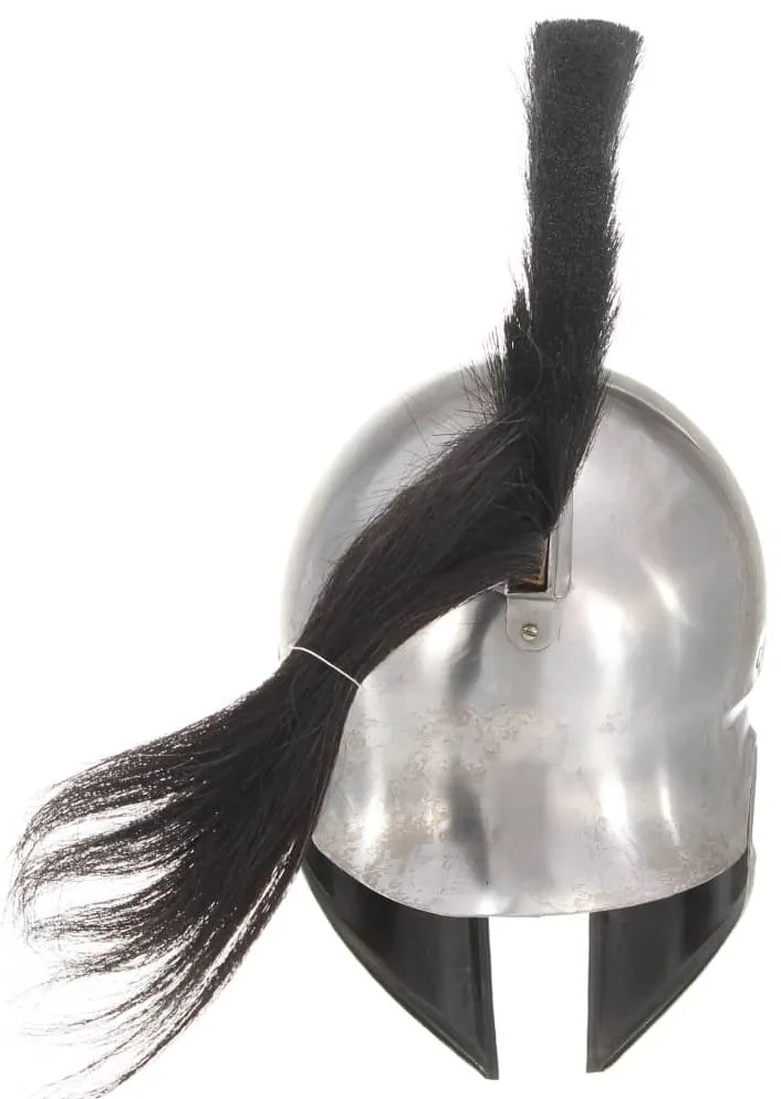 Capacete de soldado grego réplica LARP aço prateado