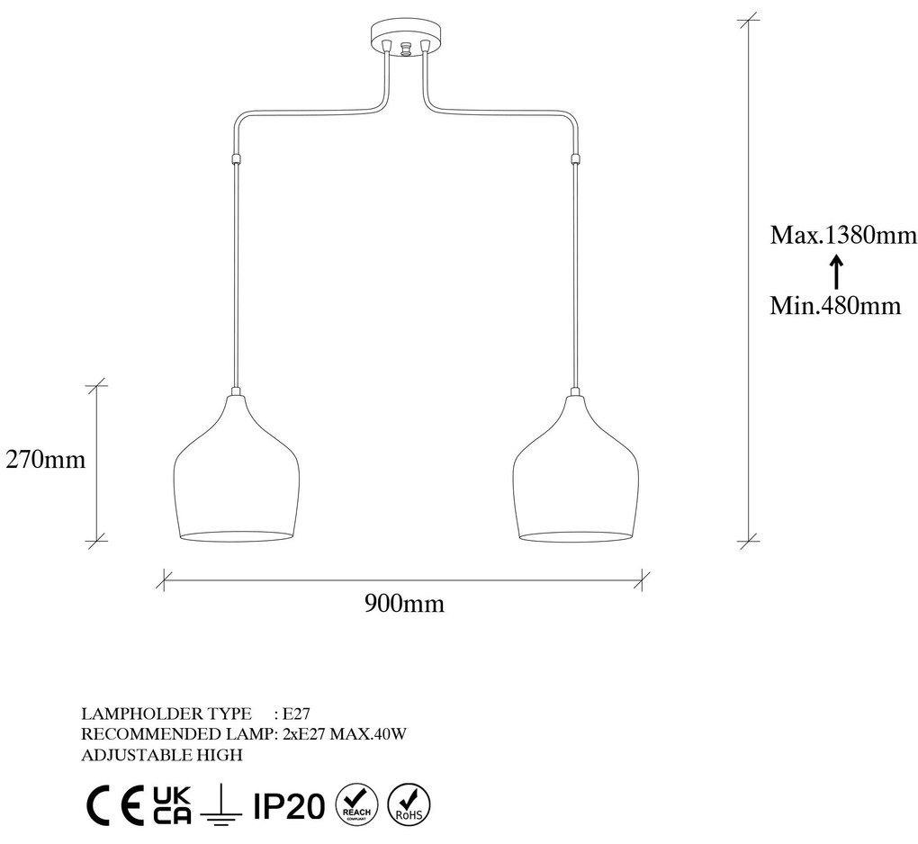 Candeeiro de Teto Murek – Patina – 90 x 20 x 138 cm