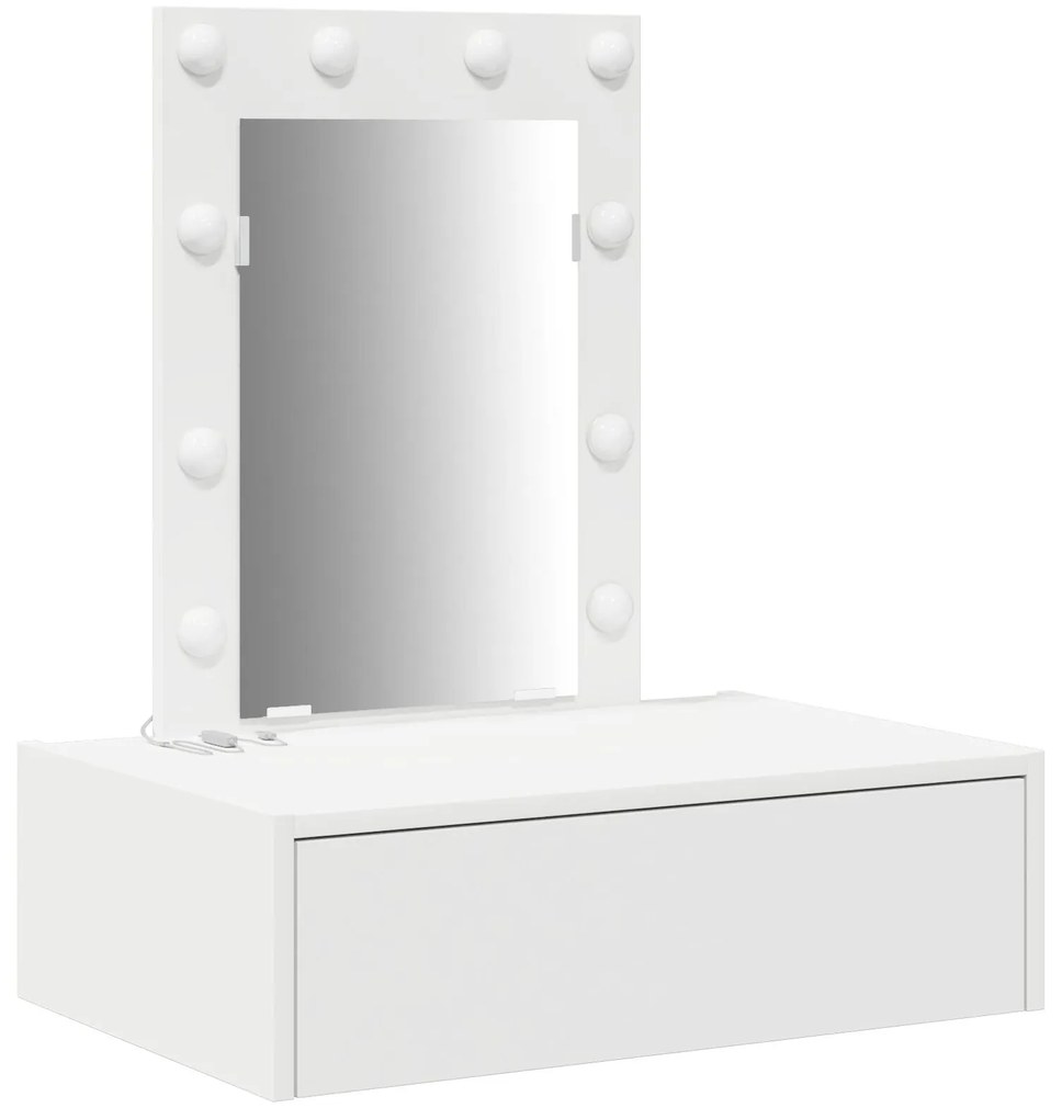 Mesa de Toucador Suspensa com Luzes LED - Branca