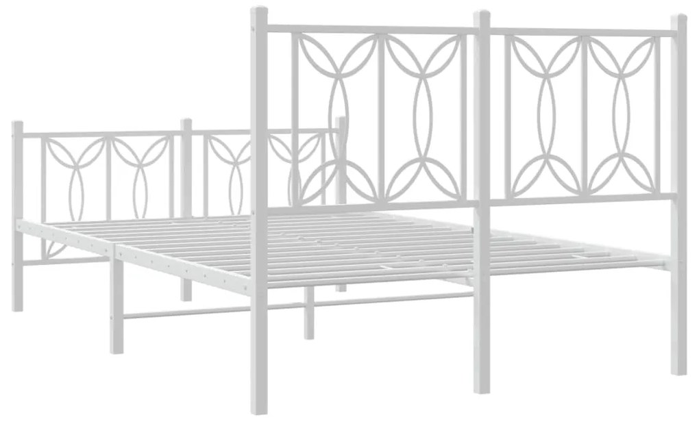 Estrutura de cama com cabeceira e pés 120x190 cm metal branco