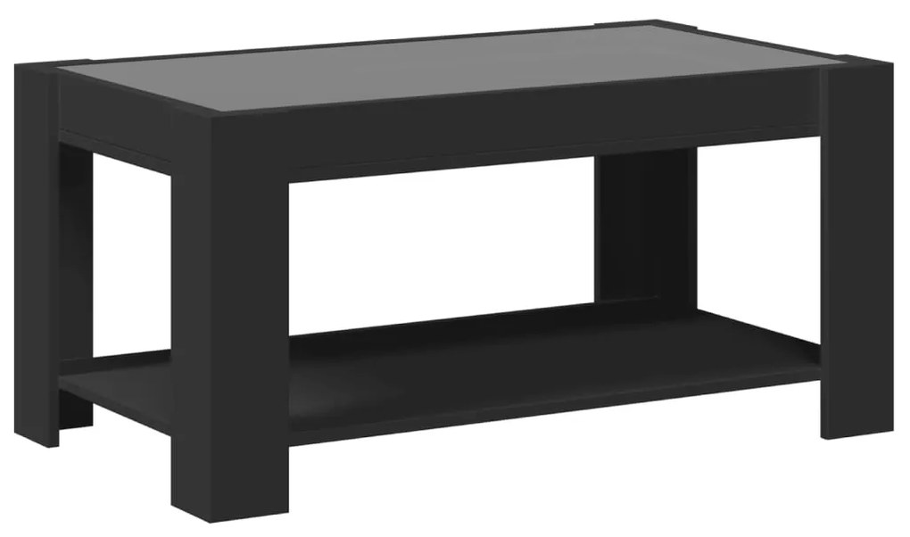 Mesa de centro c/ LEDs 93x53x45 cm madeira processada preto