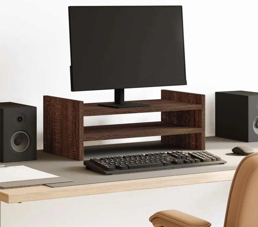 vidaXL Suporte monitor 50x27x20 cm derivados madeira carvalho castanho