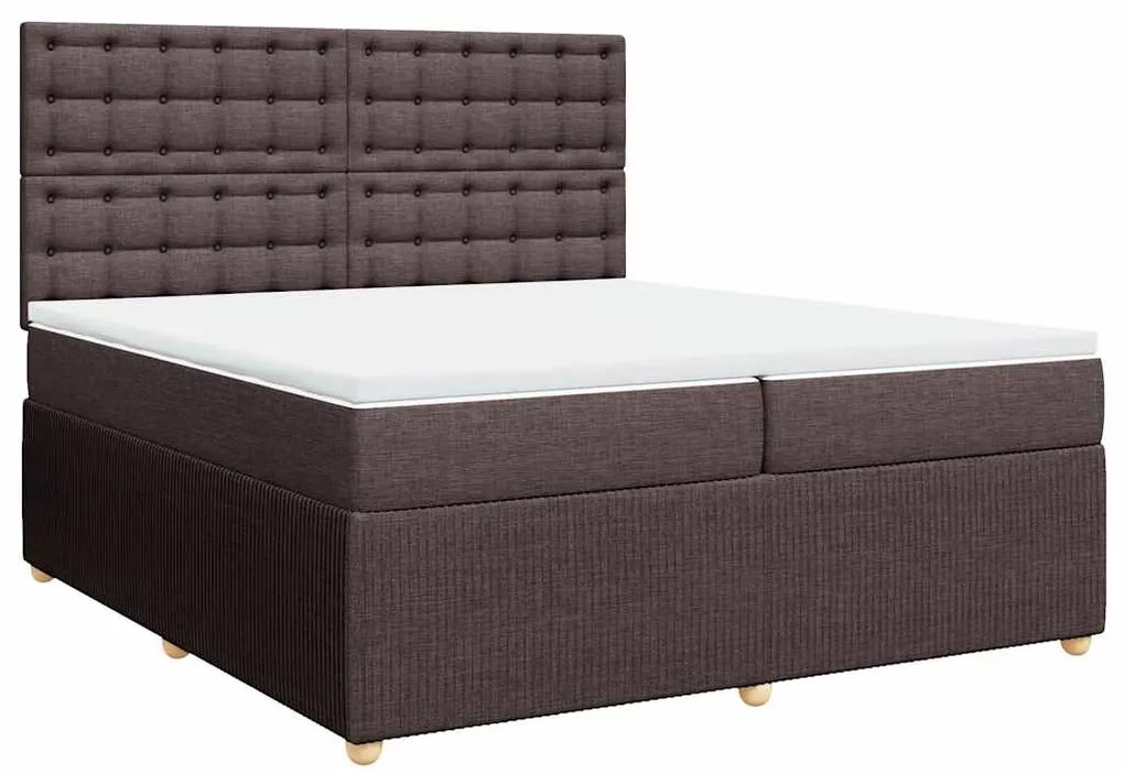 Cama com molas/colchão 200x200 cm tecido castanho-escuro