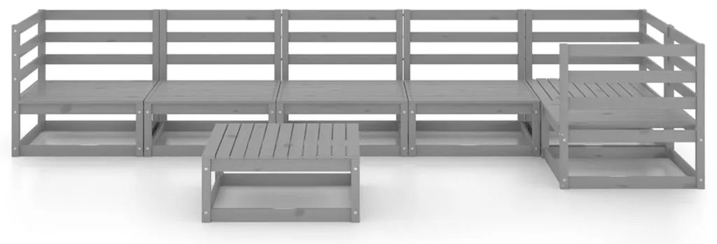 7 pcs conjunto lounge de jardim pinho maciço cinzento