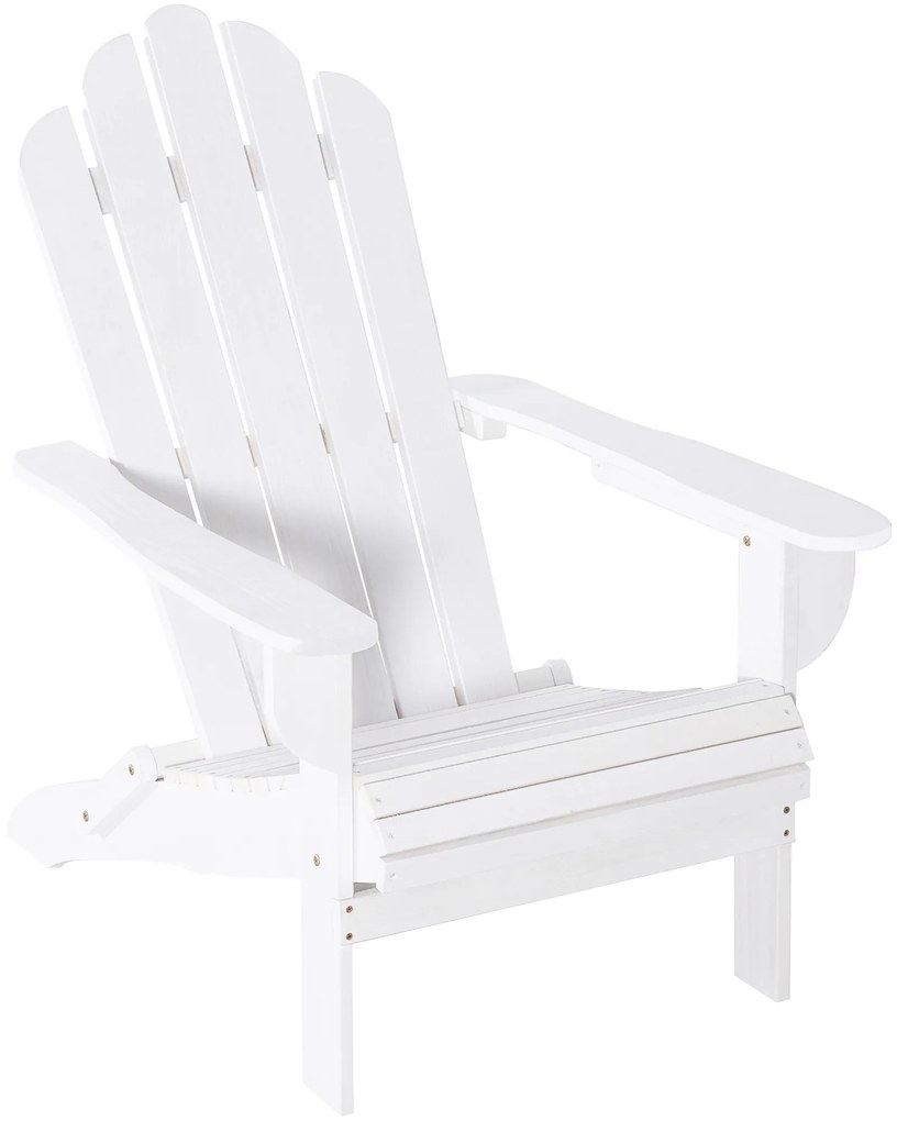 Outsunny Cadeira Adirondack de Madeira Dobrável Cadeira de Jardim com Apoio para os Braços e Encosto Alto para Terraço Balcão Exterior Carga Máx. 113kg 73x73x92cm Branco