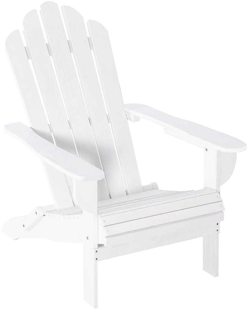 Outsunny Cadeira Adirondack de Madeira Dobrável Cadeira de Jardim com Apoio para os Braços e Encosto Alto para Terraço Balcão Exterior Carga Máx. 113kg 73x73x92cm Branco