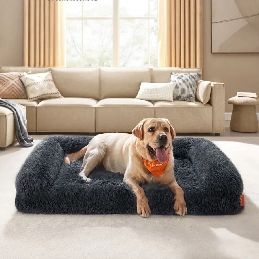 Cama para cães XXL Cobertura amovível e lavável 122 x 85 x 24 cm Cinzento escuro