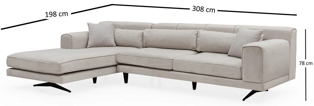Sofá de Canto Jivago – Bege – 198 x 308 cm
