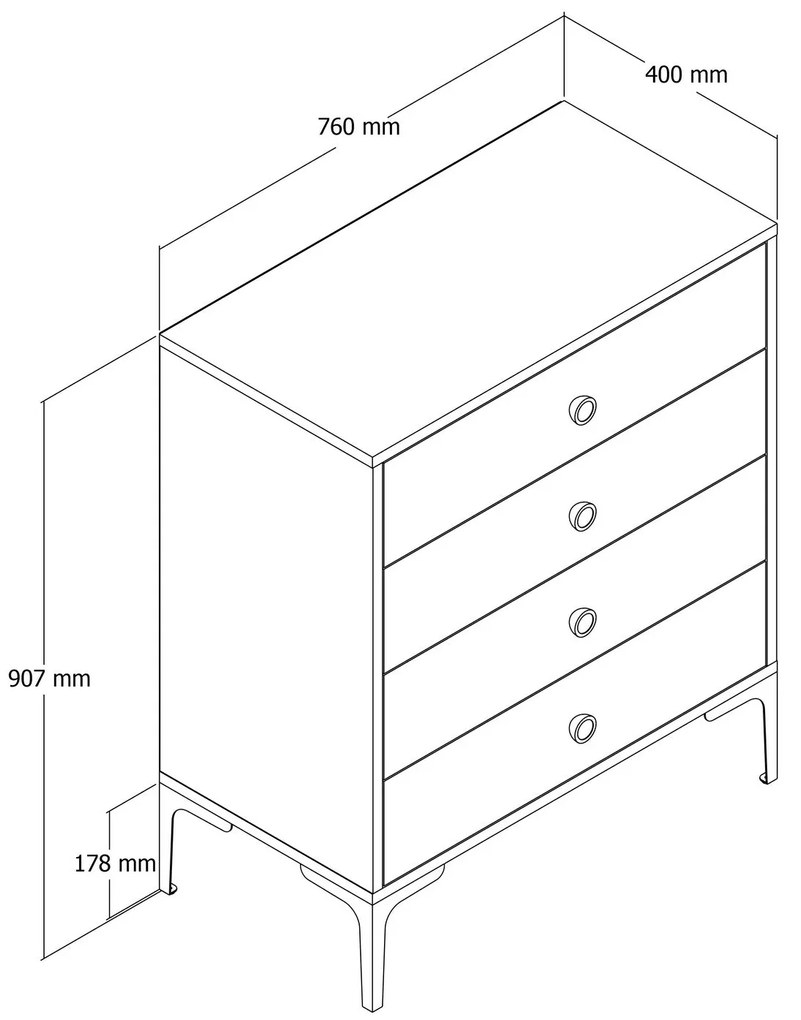 Cómoda Lizbon500 – Branco – 76x90,7x40 cm