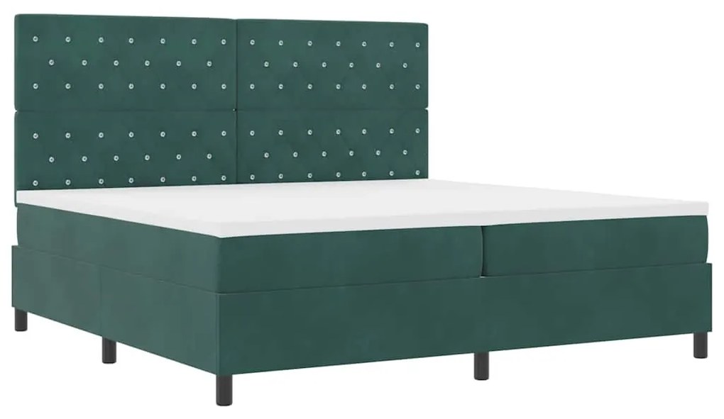 Cama Box com Colchão vidaXL Verde Escuro 200x200 cm Veludo