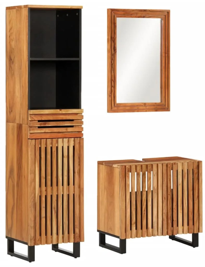 vidaXL 3 pcs conjunto de móveis p/ casa de banho acácia maciça