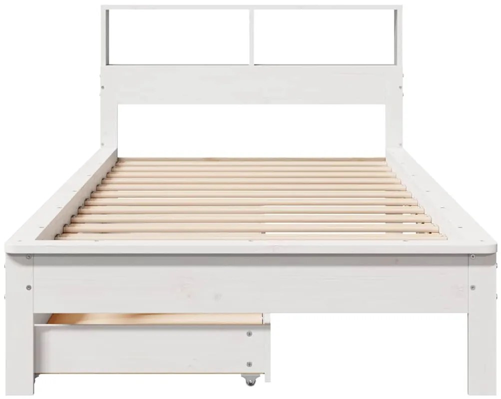 Cama com estante sem colchão 90x190 cm pinho maciço branco