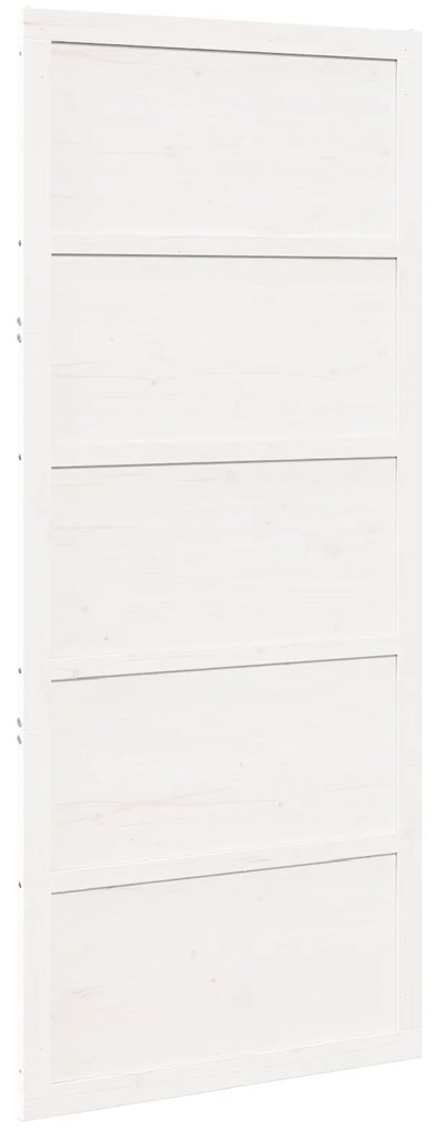 Porta de Celeiro Branca 100x208 cm Madeira Sólida Pinho