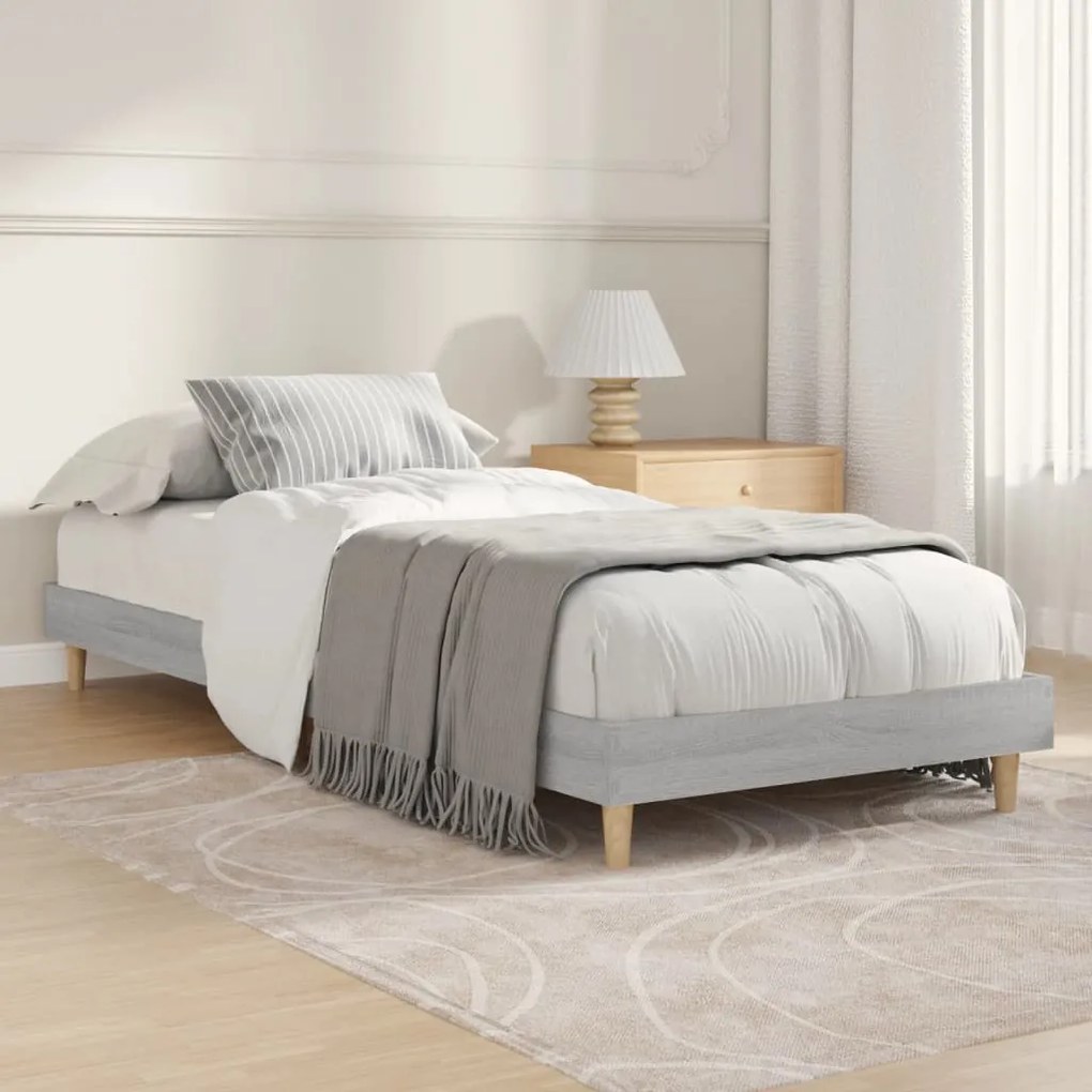 vidaXL Estrutura cama 75x190 cm derivados de madeira cinzento sonoma