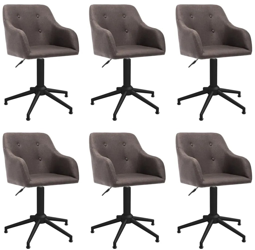 vidaXL Cadeiras de jantar giratórias 6 pcs tecido cinzento-acastanhado