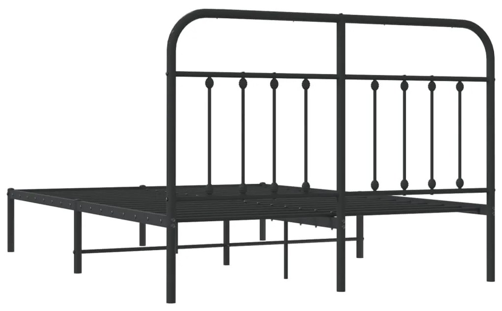 Estrutura de cama em metal com cabeceira 150x200 cm preto