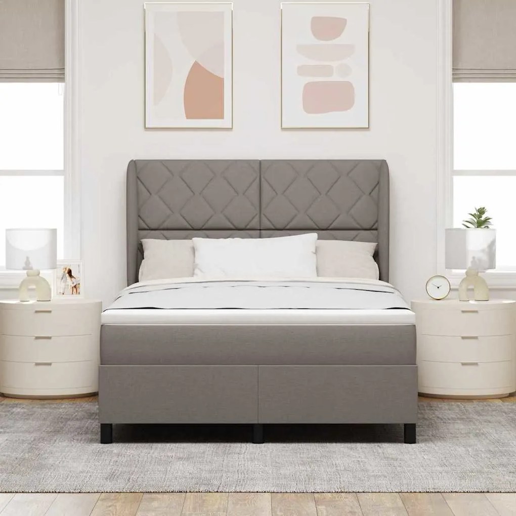 Cama com Estrado e Colchão Taupe, 160x200 cm