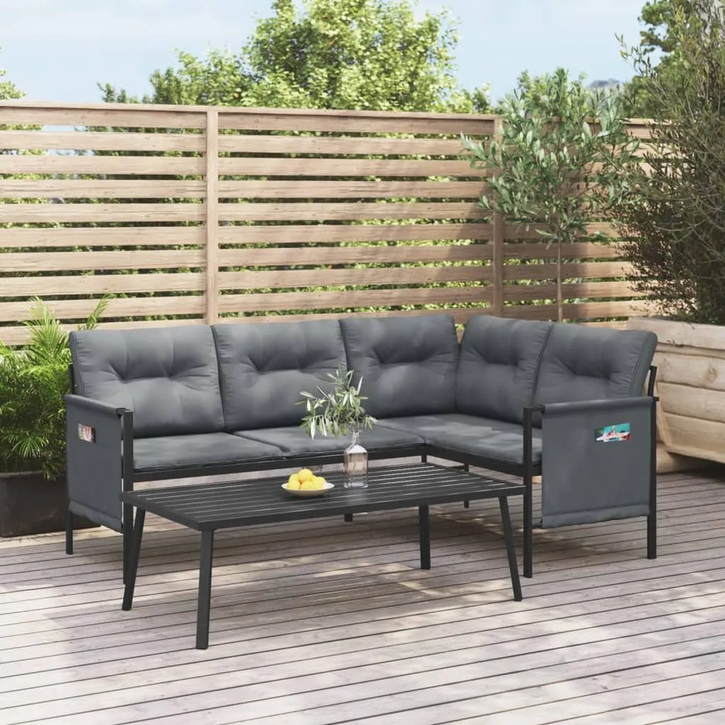 vidaXL 2 pcs conjunto lounge de jardim aço antracite