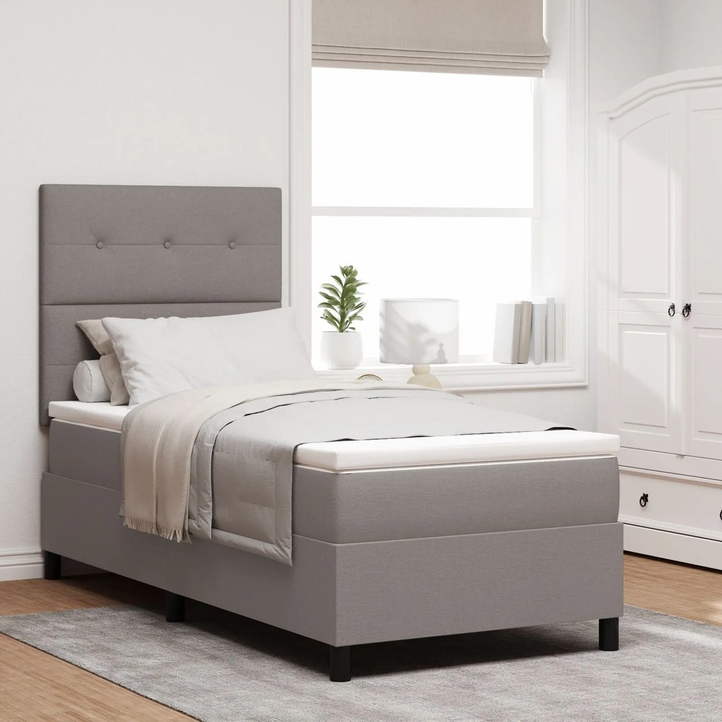 Cama Box Spring com Colchão Taupe Solteiro Tecido