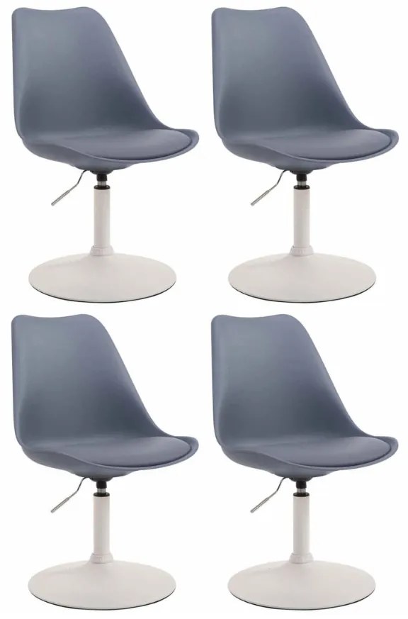 Conjunto de 4 cadeiras de sala de jantar Maverick em plástico com estrutura branca 76-81 x 48 x 57 cm Cinzento