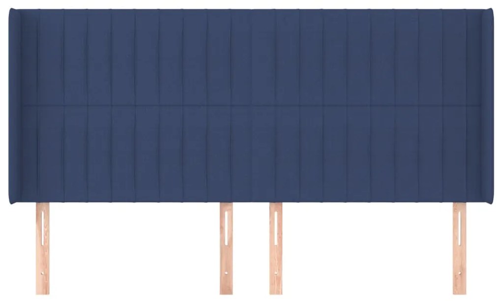 Cabeceira de cama c/ abas tecido 203x16x118/128 cm azul