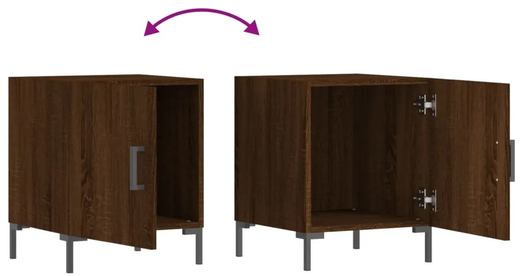 Mesa cabeceira 2pcs 40x40x50cm deriv. madeira carvalho castanho