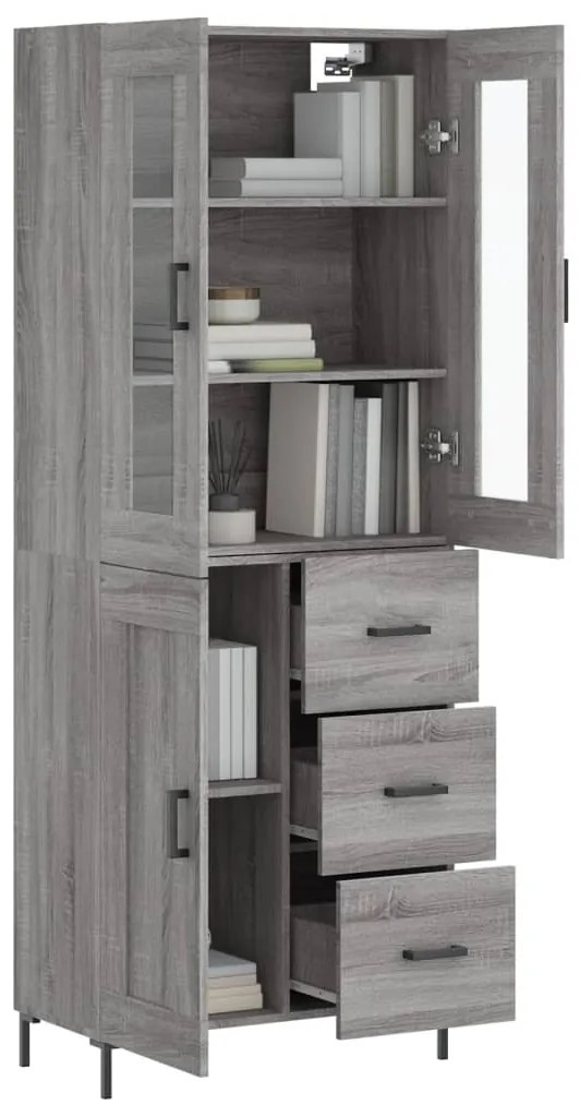 Armário alto 69,5x34x180 cm derivados de madeira sonoma cinza