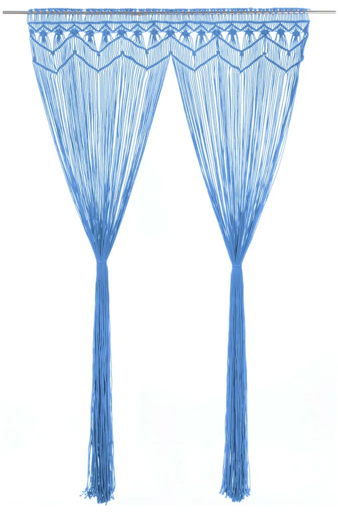 vidaXL Cortina macramé 140x240 cm algodão azul