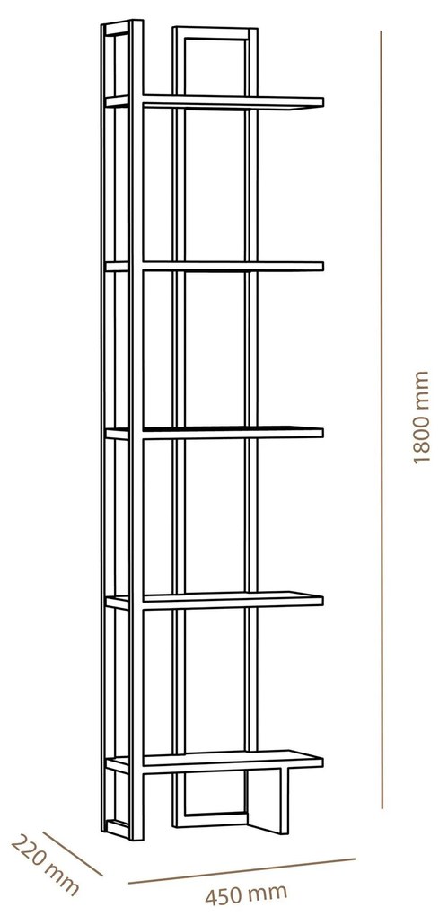 Estante Alice – Carvalho Branco – 45 cm x 180 cm x 22 cm