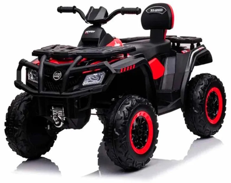 Moto 4 elétrica para crianças de 24 volts, 4x4 pneus de borracha, banco em pele Vermelha