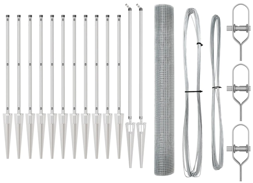 Cerca de Arame Soldado com 13 Estacas de Espeto 1.4x25 m Aço Galvaniza