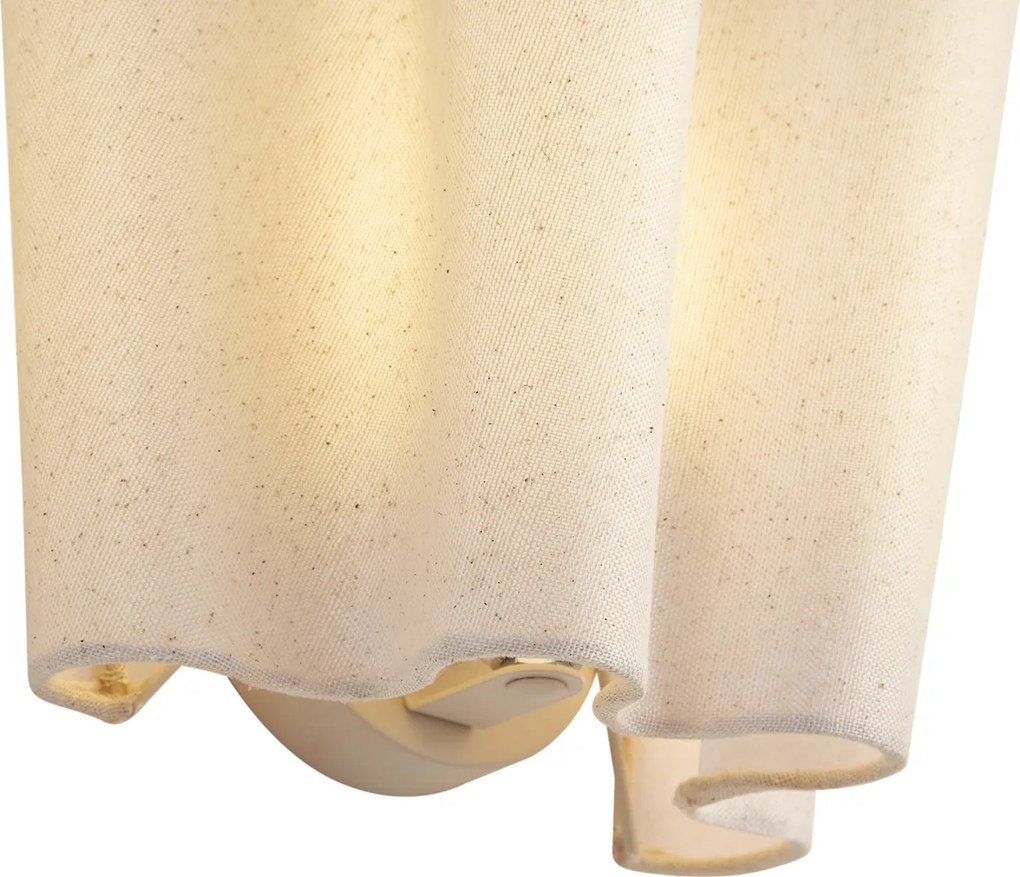 Candeeiro de Parede Japandi Bege com Linho 20cm - Oyster