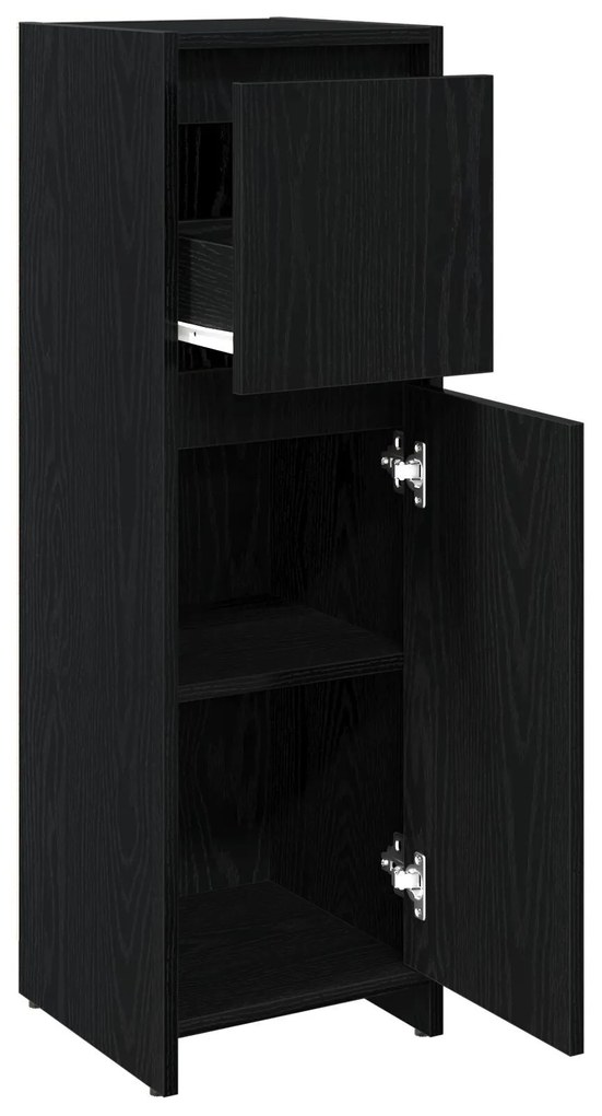 Armário de Casa de Banho vidaXL Preto Carvalho 30x30x95 cm Madeira de