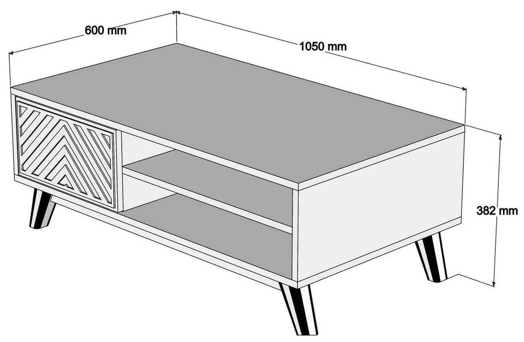Mesa de Centro Inci – Nogueira e Creme – 105x38,2x60 cm